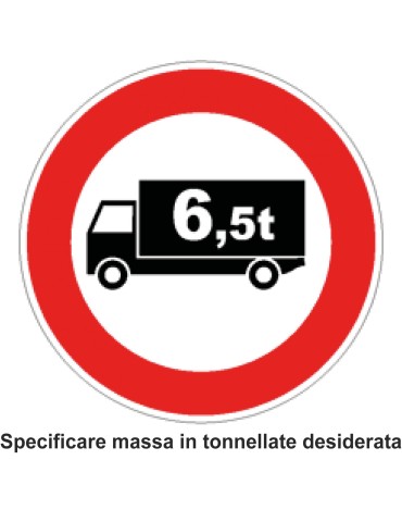 Disc diam. 60 cm class 1 fig. 60/b &quot; transit forbidden to vehicles with a mass [...] ton &quot;