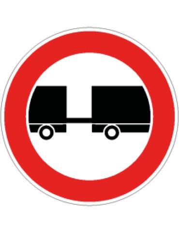 Disc diam. 60 cm class 1 fig. 61 &quot; transit prohibited for motor vehicles towing a trailer &quot;