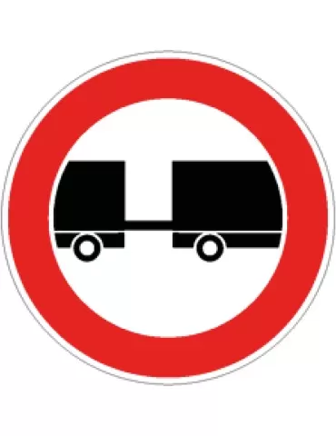 Disc diam. 60 cm class 1 fig. 61 &quot; transit prohibited for motor vehicles towing a trailer &quot;