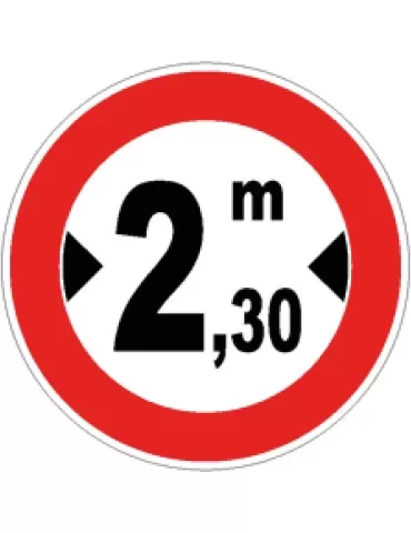 Disco diam. 60 cm classe 1 fig. 65 &quot; transito vietato ai veicoli con larghezza superiore a ... m &quot;