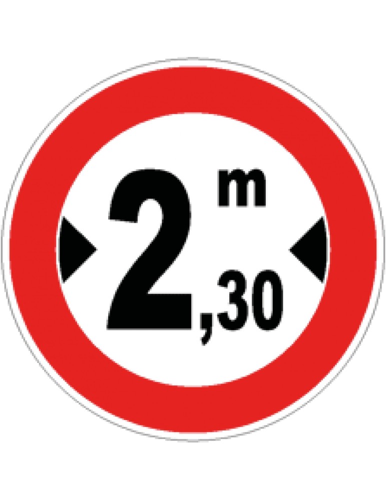 Disc diam. 60 cm class 1 fig. 65 " transit prohibited to vehicles with a width greater than ... m "