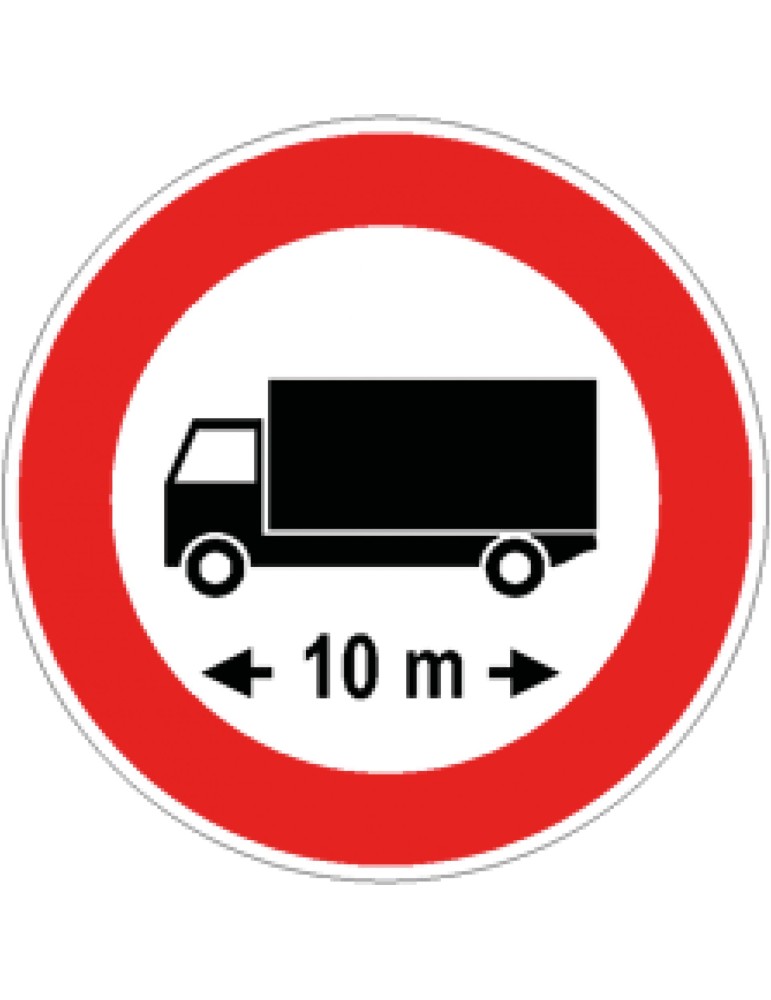 Disc diam. 60 cm class 1 fig. 67 " transit prohibited to vehicles or assemblies with a length of more than ... m "
