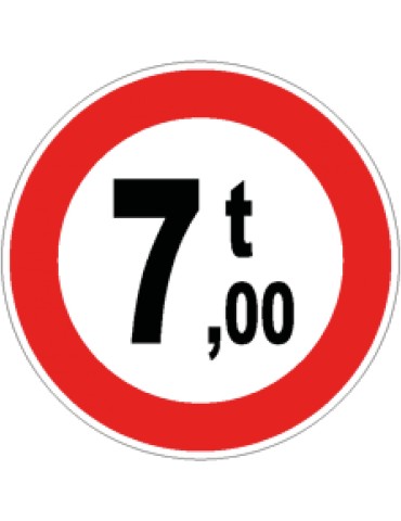 Disc diam. 60 cm class 1 fig. 68 &quot; transit prohibited to vehicles with a mass greater than ... ton &quot;