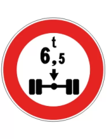 Disc diam. 60 cm class 1 fig. 69 &quot; transit prohibited to vehicles with an axle mass greater than ... ton &quot;