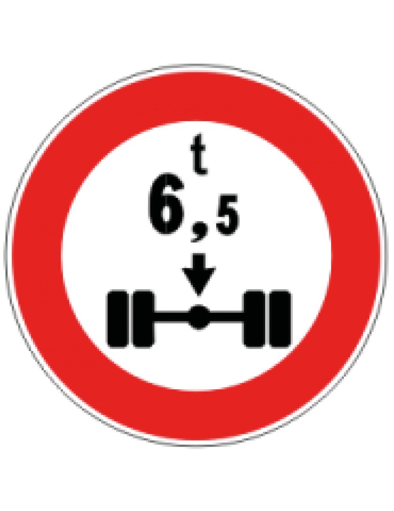 Disc diam. 60 cm class 1 fig. 69 " transit prohibited to vehicles with an axle mass greater than ... ton "
