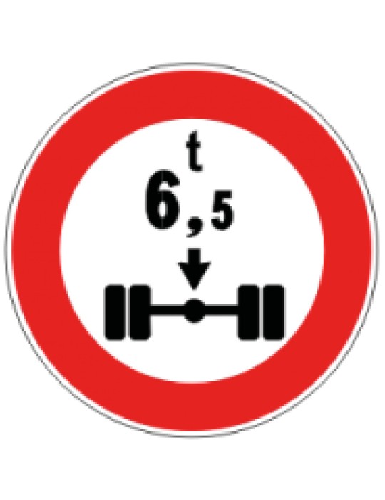 Disc diam. 60 cm class 1 fig. 69 " transit prohibited to vehicles with an axle mass greater than ... ton "