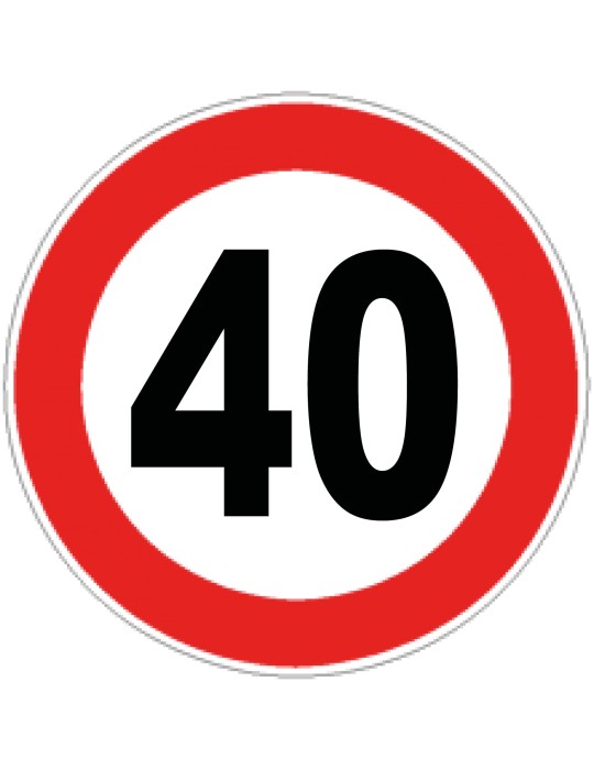 Bandscheibendurchmesser. 60 cm Klasse 1, Abb. 50" Höchstgeschwindigkeitsbegrenzung: 40 km/h "