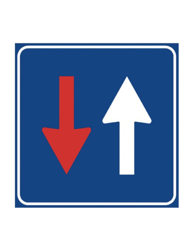 Targa lamiera classe 1 dim. 60x60 fig. 45 " diritto di precedenza nei sensi unici alternati "