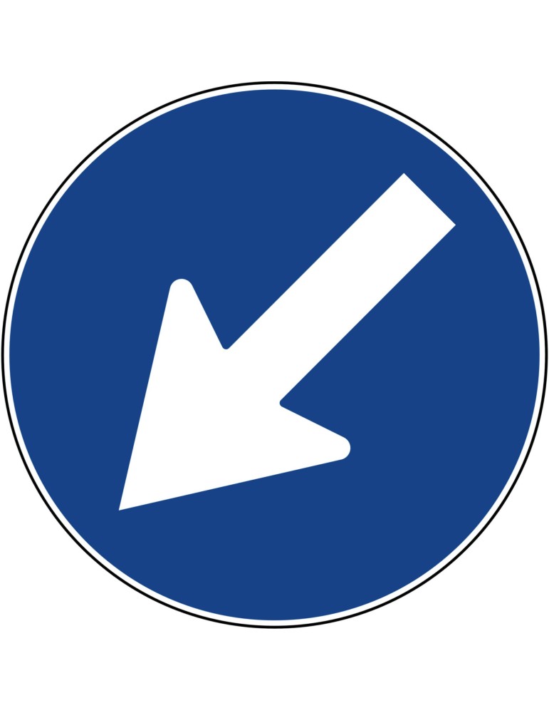 Diámetro del disco: 60 cm, clase 1, fig. 82/a, "paso obligatorio a la izquierda".