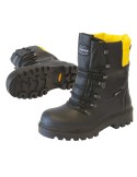 Patent leather ankle boot and steel toe cap