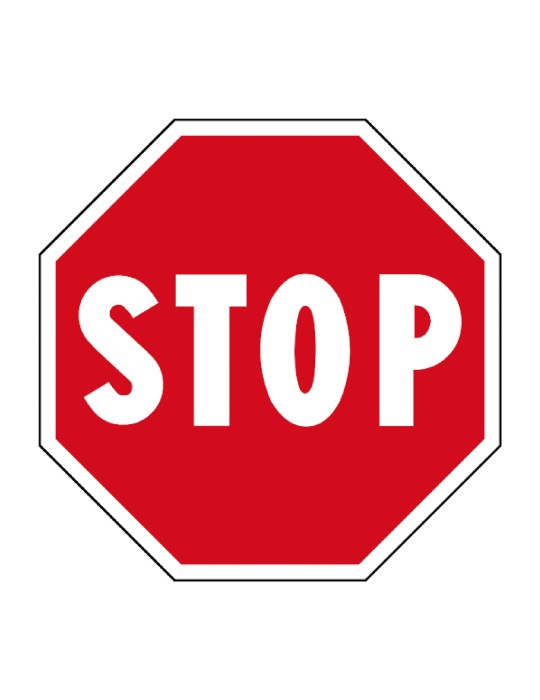 Octogone large. 60 cm classe 2 en tôle fig. 37 « Stop »