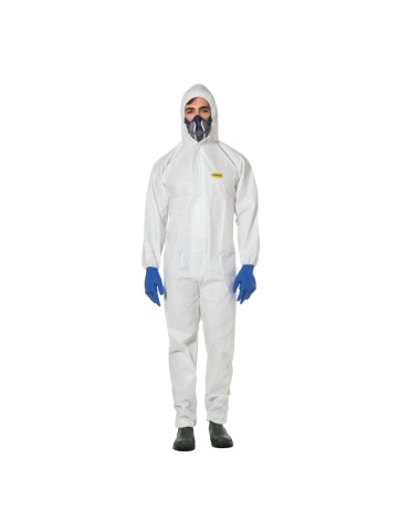 Laminated pp+pe coverall 55gr. Hooded