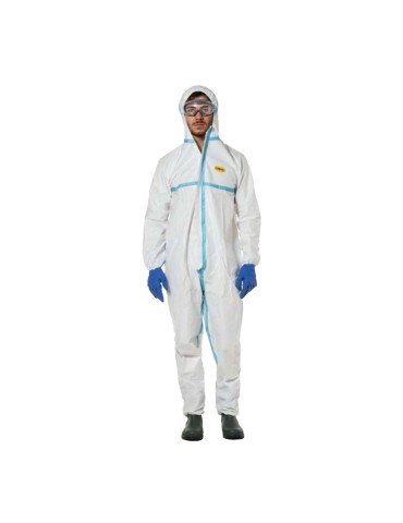 Laminated PE coverall 65gr. Heat-sealed