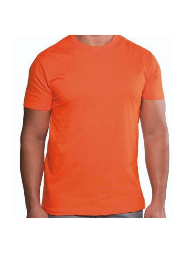 Orangefarbenes Basic-T-Shirt mit Rundhalsausschnitt