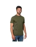 T-shirt basic girocollo a manica corta in 100% cotone di color verde militare