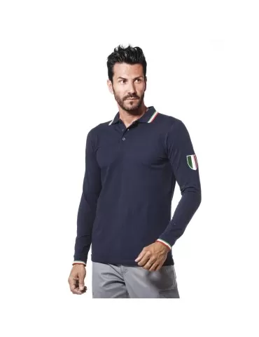 Polo manica lunga blu
