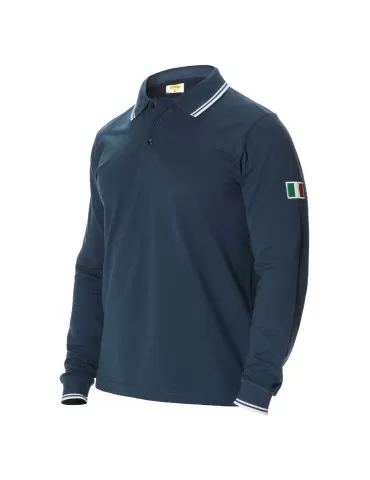 Polo manica lunga 100% cotone blu