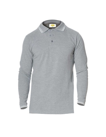 Polo à manches longues gris coton 100 %