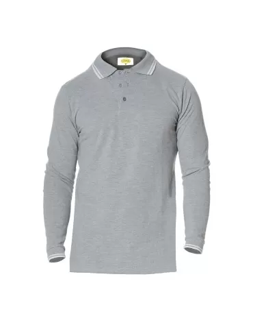 Polo manica lunga 100% cotone grigio