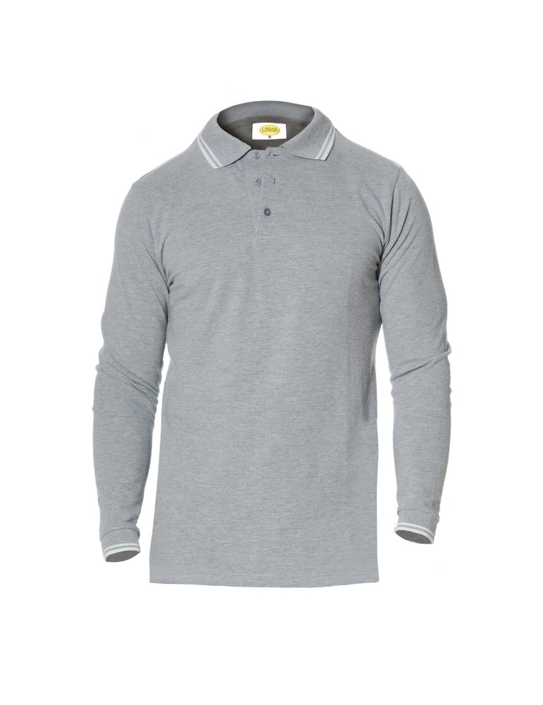Polo de manga larga 100% algodón gris