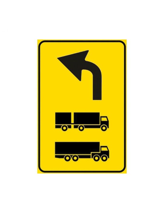 Avertissement sur plaque de tôle de classe 1 concernant une déviation recommandée du camion avec des dimensions 40x60 cm sur fon