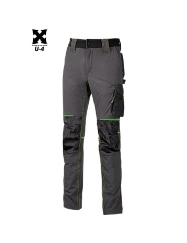 Pantalon de travail u-power Atom U-4 stretch Asphalt Gris vert PE145RL
