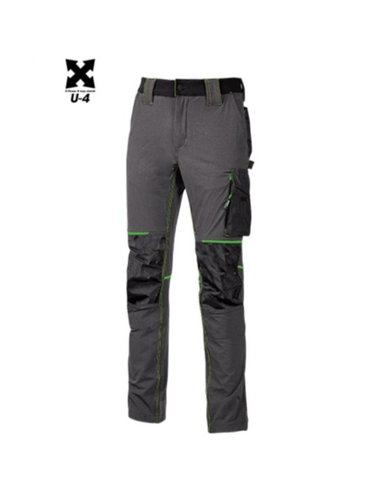 Pantalon de travail u-power Atom U-4 stretch Asphalt Gris vert PE145RL