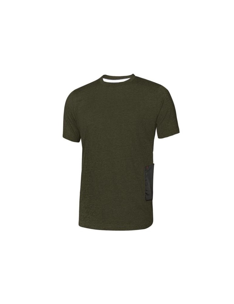 Camiseta de trabajo de U Power Road de corte ajustado verde oscuro EY138DG trabajo