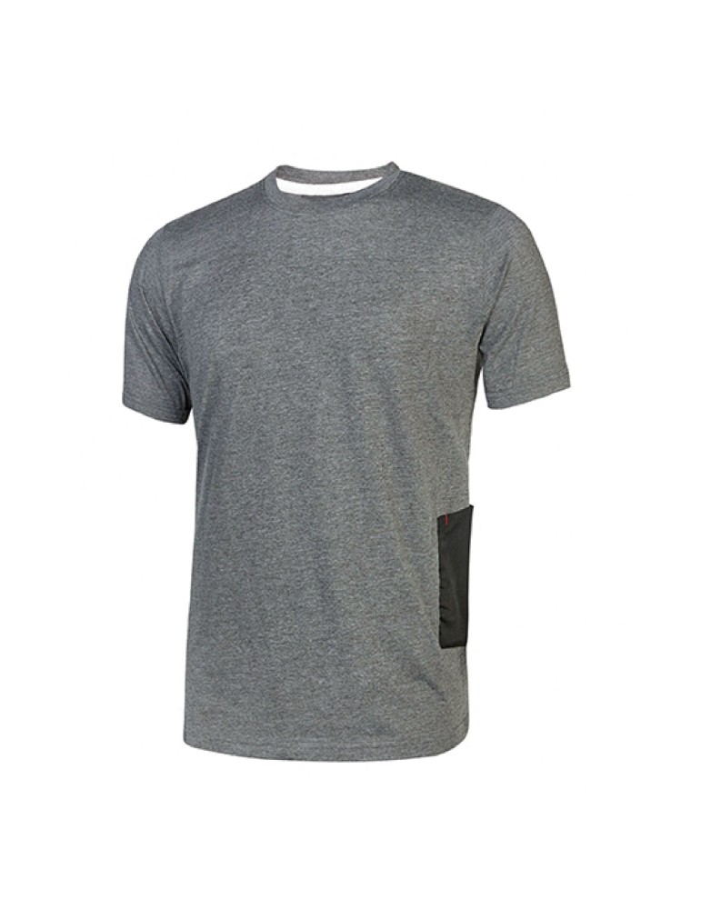 Camiseta de trabajo gris oscuro con mangas cortas y cuello redondo