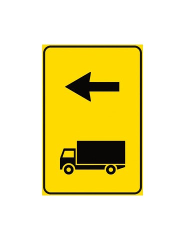 Plaque de tôle de classe 1 Direction recommandée du camion 60x90 cm sur fond jaune
