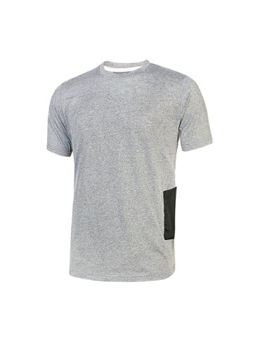 Graues Arbeits-T-Shirt mit kurzen Ärmeln und Crew-Neck