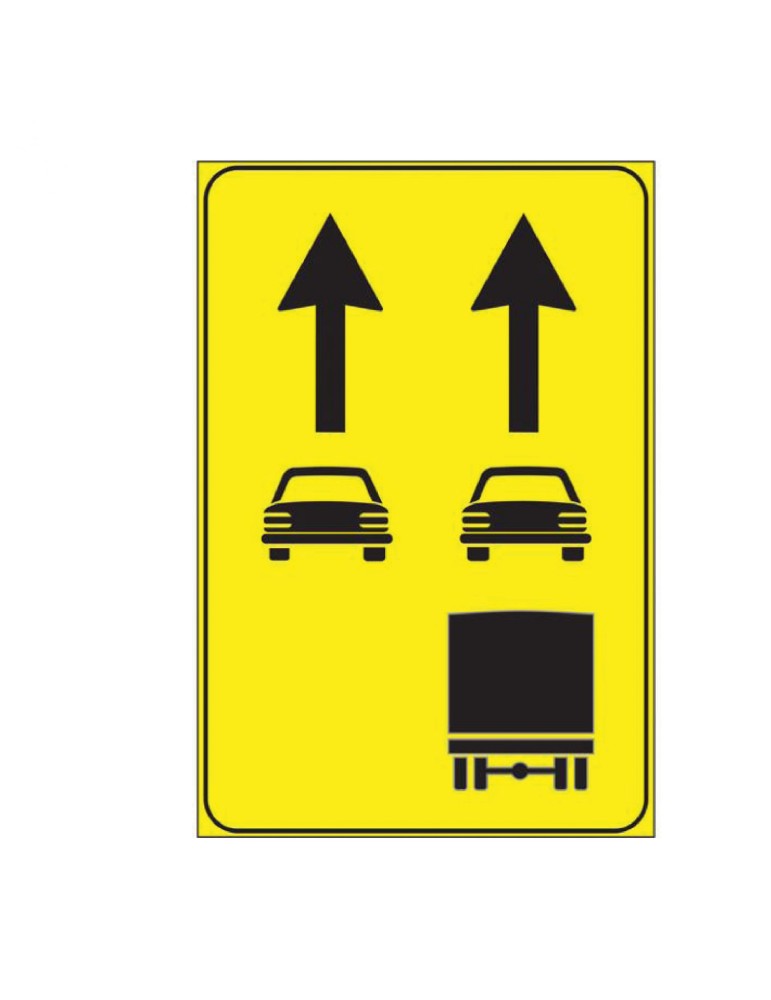 Plaque de tôle de classe 1 Utilisation des voies disponibles fig. 414 mesurant 60x90 cm sur fond jaune