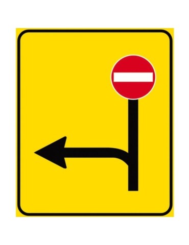 Aviso de intersección de placa metálica de clase 1, fig. 408/a, que mide 90x135 cm sobre fondo amarillo