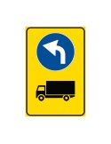 Targa in lamiera classe 1 Preavviso deviazione obbligatoria autocarri fig. 409/a di dimensioni 90x135 cm su sfondo giallo