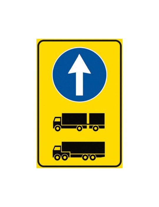 Plaque de tôle de classe 1 Direction obligatoire pour les camions fig. 409/b mesurant 40x60 cm sur fond jaune