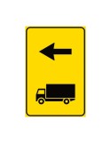 Plaque de tôle de classe 1 Direction recommandée du camion fig. 410/b mesurant 90x135 cm sur fond jaune