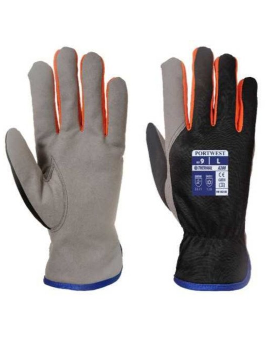 Grey black microfibre thermal glove with thermal lining Grey black microfibre thermal glove with thermal lining