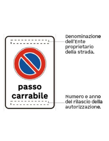 Pannello integrativo in lamiera classe 1 60x90 fig. 78 &quot; passo carrabile &quot;