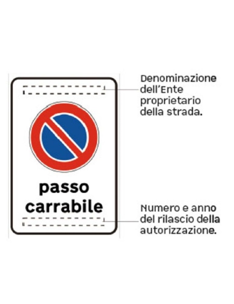 Pannello integrativo in lamiera classe 1 60x90 fig. 78 " passo carrabile " Pannello integrativo in lamiera classe 1 60x90 fig. 78 " passo carrabile "