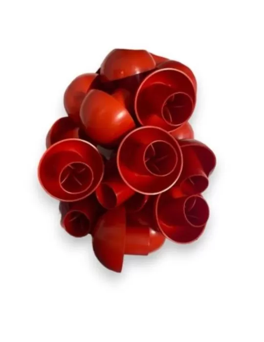 Mushroom cover in red plastic with high visibility, suitable for iron rods for diameters from 6 to 18 mm.
