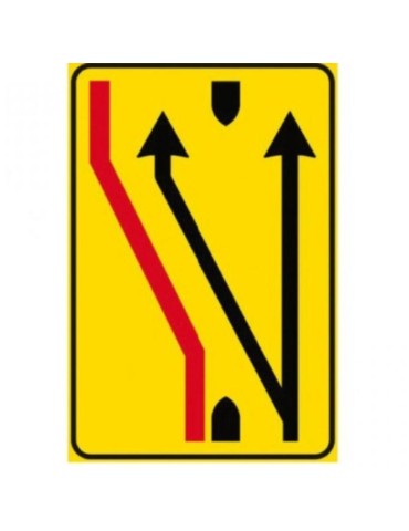 Class 1 S sheet metal plate sign of closed lanes measuring 60x90 cm on a yellow background