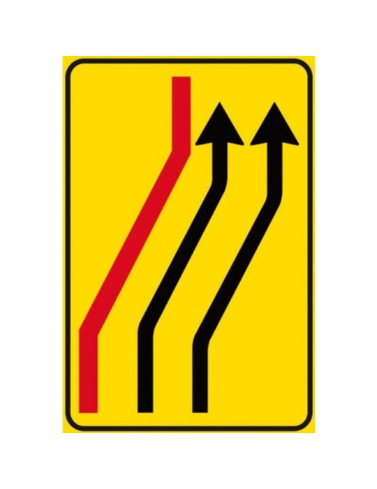 Class 1 sheet metal plate Closed lanes sign fig. 411/d measuring 90x135 cm on a yellow background