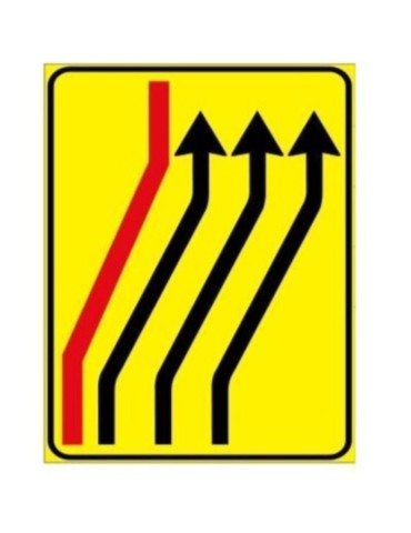 Klasse 1 Blechplatte Schild mit geschlossenen Fahrstreifen mit den Maßen 60x90 cm auf gelbem Grund