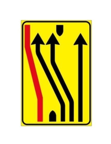 Placa de chapa de clase 1 Señal de carriles cerrados fig. 411/g de 90x135 cm sobre fondo amarillo