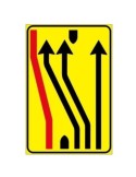 Class 1 sheet metal plate Closed lanes sign fig. 411/g measuring 90x135 cm on a yellow background