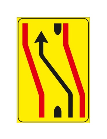 Class 1 sheet metal plate Closed carriageway sign fig. 412/a measuring 90x135 cm on a yellow background