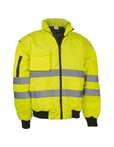 Winter jacket with detachable sleeves and concealed hood