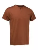 T-shirt con bottoni color mattone in 100% cotone