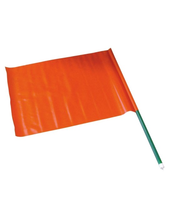 Fluorescent signal flag with wooden handle