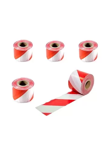 Nastro segnaletico bianco/rosso in confezione da 5 pezzi